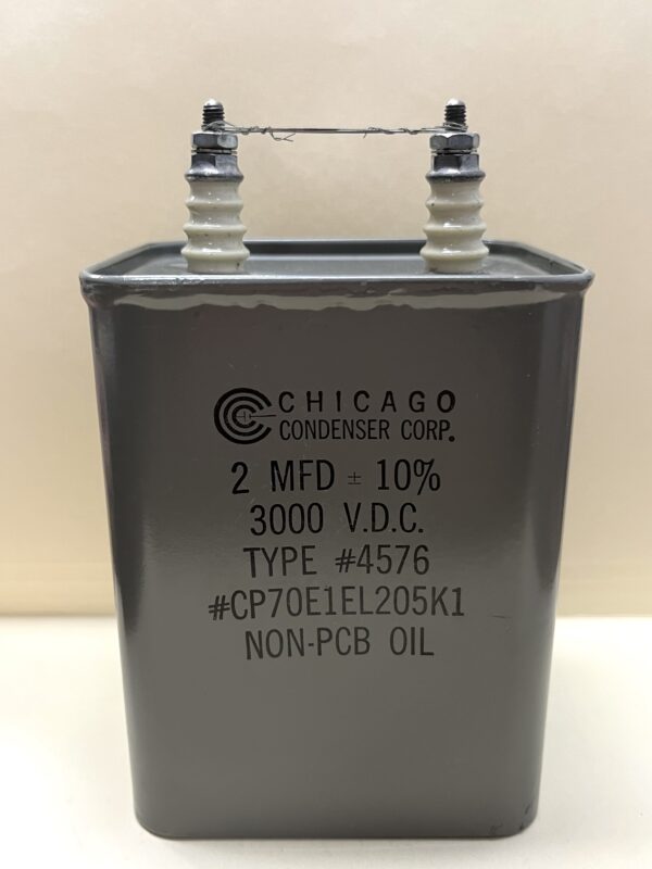 CP70E1EL205K1 High Voltage Capacitor 2 MFD 3000 VDC P/N 4576 Chicago Condenser Corp